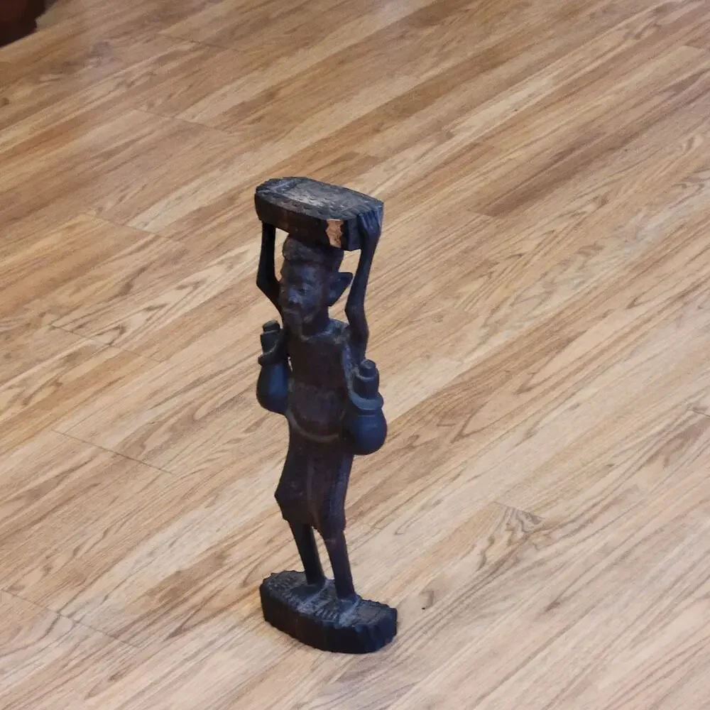 Vintage African Makonde Tanzania Sculpture Man Figure Ebony Hard Wood Carving